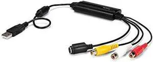 .com USB Video Capture Adapter Cable - S-Video/Composite to USB 2.0 SD Video Capture Device Cable - Twain Support - Analog to Digital Converter for Media Storage - Windows Only (SVID2USB232)