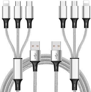  Multi Charging Cable 4 in 1 Multi USB Charger Cable Retractable  Universal Multiple USB Charging Cord Adapter with Mini USB/IP/Micro USB/Type  C Port for PS3/Samsung Galaxy/LG/HTC More [2Pack/3Ft] : Electronics