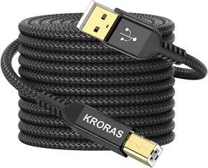 USB 2.0 Printer Cable 20 feet USB Type A Male to B Male Scanner Cord High Speed for HP Canon  Epson Lexmark Audio Interface Midi Keyboard and More
