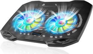 Laptop Cooling Pad, Gaming Laptop Cooler with 2 Quiet Big Fans, RGB 7 Color Light Change, Portable USB Laptop Stand 11 to 15.6 Inch, Slim and Easy Carry Working Study Outdoor Travel, 2020