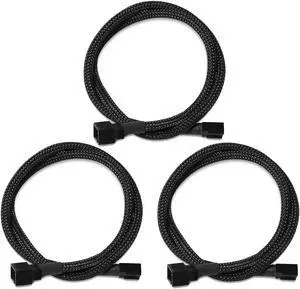 4 Pin PWM Fan Extension Cable PC Fan Power Braided Sleeved Extension Cable Adapter Case 4-Pin Cooling Fans Cable 24 inches (3 Pack)