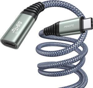 AINOPE [2M/6.6FT USB C Extension Cable, 10Gbps/USB3.2 Fast Transfer USB Type C Extender 100W/5A Charging Compatible with PSVR2/USB C Hub/MacBook Air M2 Pro/iPad Pro/Magsafe Charger/Dell XPS (Gray)