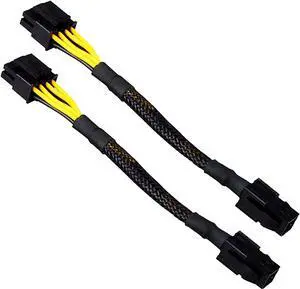 ATX 4 Pin Female to Motherboard CPU 8(4+4) Pin Male EPS 12V Converter Adapter Extension Cable Braided Sleeved for Power Supply 9 inches (2 Pack)