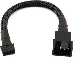 CRJ Micro 4-Pin PWM GPU Fan Adapter Cable All Black Sleeved for Graphics Cards