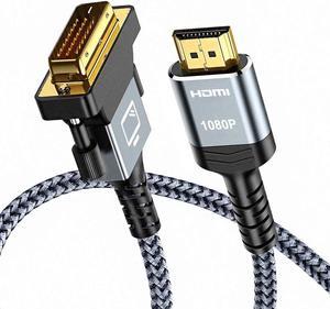 HDMI to DVI Adapter Cable DVI to HDMI Adapter for Monitor Bi-Directional Sturdy Nylon Braid Cable Support 1080P DVI-D to HDMI Cable Male to Male High-Speed Gold-Plated for HDMI A to DVI-D