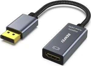 Active DisplayPort to HDMI DP to HDMI Adapter(4K@60Hz) Compatible with HP ThinkPad AMD NVIDIA Desktop and More - Male to Female Space Gray