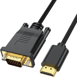 HDMI to VGA Cable 6 Feet Computer HDMI to VGA Monitor Cable HD 1080P Video Cord Compatible for Computer Desktop Laptop PC Monitor Projector HDTV and More-NOT Bidirectional