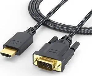HDMI to VGA Cable 6ft Male to Male Active Adapter Cord Gold-Plated Connector Converter Connect Laptop Desktop to Monitor Projector HDTV