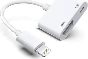 Lightning to HDMI Adapter Digital AV Audio Dongle 1080P Sync Screen Cable for iPhone iPad iPod to TV/Projector/Monitor MFi Certified Video Converter