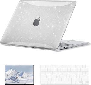 EooCoo Compatible with New MacBook Air 136 inch Case 2022 A2681 M2 Chip with Retina DisplaySparkly Plastic Hard Shell Case  TPU Keyboard Skin Cover  Screen Protector  Glitter Clear