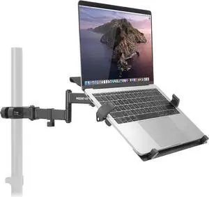 Mount-It! Laptop Pole Mount Tray | Full Motion Laptop Mount Fits Up to 15.6 Laptops | Universal Adjustable Steel Notebook Stand for Add On to Monitor Mounts