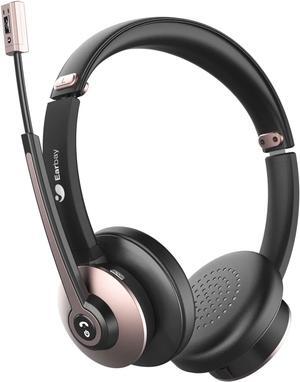 Wireless Headset Bluetooth Headsets with Microphone Noise Cancelling On Ear Headphones with Mic Mute Handsfree PC Headsets for Zoom/Ms Teams/Skype/Dual Connect/Laptop/iPhone/Tablet
