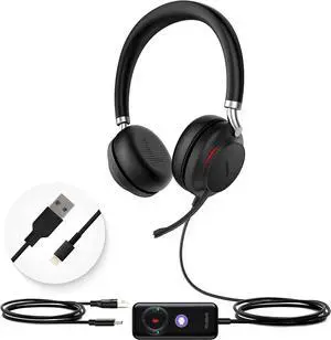 UH38 Bluetooth USB Wired Headset with Microphone Stereo for PC Computer Headset Telephone Headset Teams Certified with Noise-Canceling with 360° Busylight