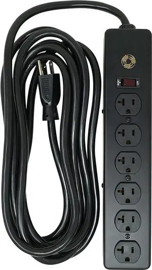 Southwire 5122 20 Amp Rated, 6 Outlet all Metal Power Strip with NEMA 5-20 P&R, 15-foot 12/3 Cord