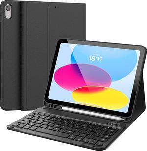 Keyboard Case for iPad 10th Generation 10.9-inch 2022, Detachable Bluetooth Keyboard, Stand Folio Keyboard Cover with Pencil Holder, Rechargeable Keyboard for New iPad 10th Gen 2022 (Black)