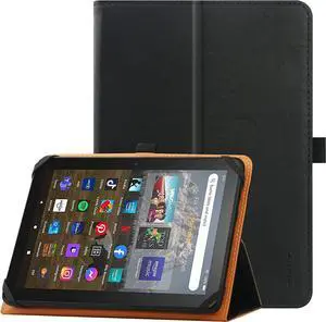 Universal Case for 7 inch 8 inch Tablet Stand Folio Universal Tablet Case Protective Cover for 7 8 Touchscreen Tablet with Adjustable Fixing Silicon Band and Stand-Black