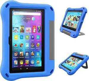 Fire HD 8 Tablet Case for Kids Kindle Fire 8 Case(12th/10th Generation 2024/2022/2020 Release)-Lightweight Shockproof Kid-Proof Cover with Handle Stand for Kindle Fire HD 8/8 Plus Tablet-Blue