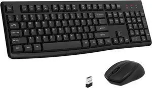 Wireless Keyboard and Mouse Combo, EDJO Full-Sized 2.4GHz USB Computer Wireless Keyboard and Optical Mouse for Windows, Mac, Laptop/Desktop/PC