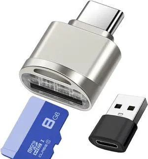 Micro SD Card Reader USB C to SD Card Reader Type C TF Memory Card Reader with USB C to USB Adapter USB OTG Card Reader for Laptops MacBook Galaxy Phones and More