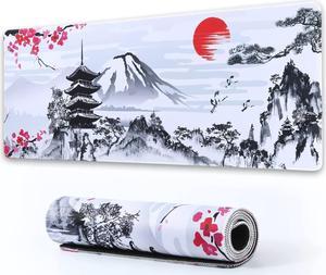 Japanese Cherry Blossom Large Mouse Pad Desk Mat with Non-Slip Rubber Base Waterproof Keyboard Gaming Mousepad Large Desk Pad for Computers Laptop Gaming Office & Home (31.3x11.8 inches)