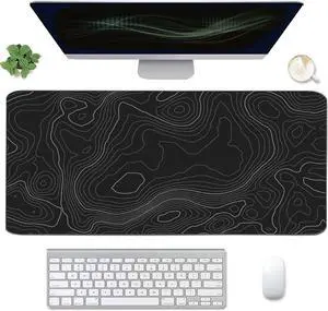 Topographic Mouse Pad Extended Gaming (35.4x15.7 in) Desk Mat Laptop Waterproof Decor Writing for Work Game Office Home - Topographic Contour