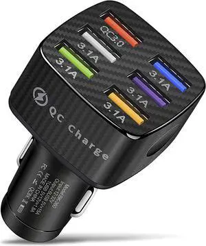 Car Charger Adapter 6 USB Multi Port Fast Charger Include QC 3.0 and 5 Other Ports Car Interior Accessories Fit for iPhone 13/12/11/pro Galaxy/Note S10/S9/S8 Android - Black Car Charger Adapter 6 USB Multi Port Fast Charger Include QC 3.0 and 5 Other Ports Car Interior Accessories Fit for iPhone 13/12/11/pro Galaxy/Note S10/S9/S8 Android - Black