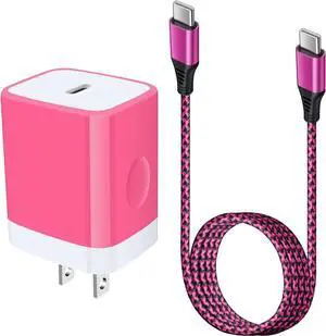 USB C Power Adapter Fast Wall Charger Compatible iPhone 15 iPad Pro 2021/2020/2018 11/12.9 iPad mini 6 iPad Air 4  Galaxy A03s A53 A73 S22 A52 20W PD Charger Block 6FT Type C to C Cable