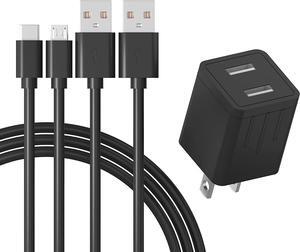 Kids Tablet Charger with 6.5Ft Micro and Type C Cord Compatible for Fire HD 7 8 10 Kids Edition Kids Pro and Kindle Kids Edition(2014-2022)