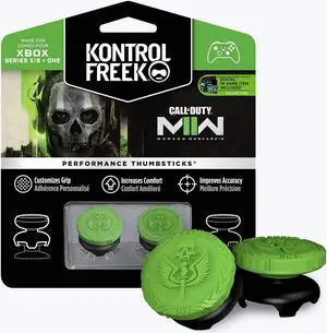 Call of Duty: Modern Warfare II Performance Thumbsticks for Xbox One and Xbox Series X | 2 High-Rise Hybrid/Flat | Black/Green
