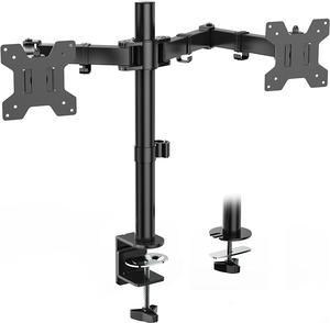 WALI Dual LCD Monitor Fully Adjustable Desk Mount Stand Fits 2 Screens up to 27 inch, 22 lbs. Weight Capacity per Arm (M002), Black