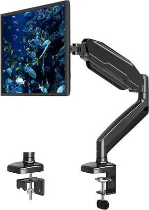 MOUNT PRO Single Monitor Desk Mount - Articulating Gas Spring Arm, Removable VESA Stand with Clamp and Grommet Base Fits 13 to 32 Inch LCD Computer Monitors, 75x75, 100x100