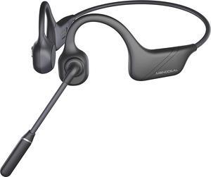 MONODEAL Bone Conduction Headphones with Mic, Bluetooth 5.3 Open Ear Headphones with Noise-Canceling Boom Microphone, Wireless Headset Earphones for Work, Driving, Home Office Commercial