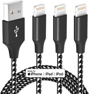KEHIPI iPhone Charger 3 Pack 10 ft Apple MFi Certified Lightning Nylon Braided Cable Fast Charging Cord Compatible with iPhone 13 12 11 Pro Max XR XS X 8 7 6 Plus SE iPad and More