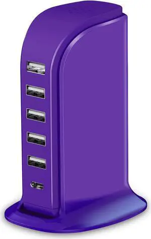 iPhone Charger Fast Charging Multi Device USB Charging Station 6 Ports USB Blocks Power Adapter 1 USB C + 5 USB A Ports Kawaii Electronics Accessories Essentials for Travel Vacation Home