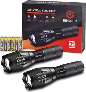 LED Flashlights 2 Pack Bright Powerful EDC Handheld Flash Lights High Lumens Pocket Linterna 5 Modes Waterproof for Gift Survival Emergency Camping