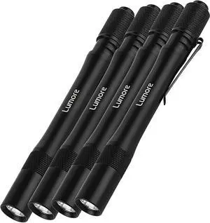 Pen Flashlights, Durable Anodized Aircraft-Grade Aluminum, 100 Lumen Premium Medical Lights with 84 Meter Viewing Distance, 4 Pack