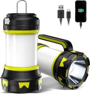 Rechargeable Flashlights Camping Lantern,6 Modes LED Bright Flashlight 3000mAh Power Bank, IPX4 Waterproof, Emergency Flashlight Lantern for Outdoor Hurricane, USB Cable Included-1 Flashlight