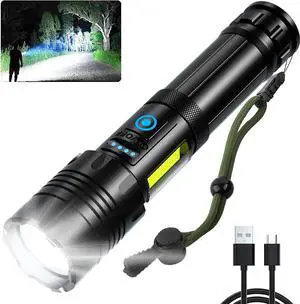 Rechargeable Led Flashlights High Lumens: 990,000 Lumen Super Bright Flashlight, 7 Modes with COB Work Light, IPX6 Waterproof, Powerful Handheld Flash Light for Home, Camping, Hiking