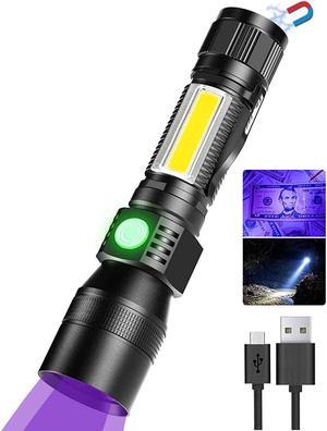 Karrong Rechargeable UV Flashlight 3 in 1 UV Black Light LED Tactical Flashlight No Battery High Powered 2000 Lumens LED Light 7 Modes Waterproof for Pet Clothing DetectionEmergencyCamping
