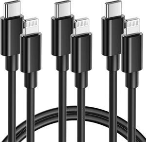USB C to Lightning Cable 3 Pack 3ft [MFi Certified] USBC iPhone Charger Fast Charging Cable iPhone Charger Cord Type C for iPhone 14 13 12 11 Pro Max/Pro/Plus/Mini Xs Xr X 8 iPad Air Airpods Black