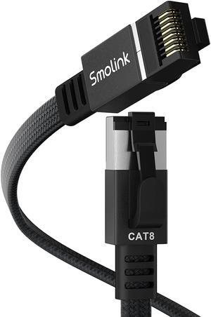 Smolink Ethernet Cable 25 ft, Cat 8 Ethernet Cable with 40Gbps 2000Mhz High Speed Ethernet Cable, Shielded Heavy Duty SFTP RJ45 LAN Cable Patch Cord for Modem Router Gaming PC PS4/5/6 Xbox, Black
