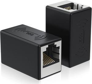 RJ45 Coupler 10Gbps, Ethernet Couplers, Ethernet Extender Adapter, Cat8 Cat7 Cat6 Cat5e Cat5 Inline Coupler, 328ft Long Distance Extend, Ethernet Connector Female to Female (2Pcs, Black)