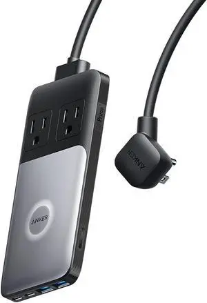 727 Charging Station (GaNPrime 100W) Compact Power Strip for Travel Work 5 ft Detachable Extension Cord with 2 Outlets and 4 USB Ports for iPhone 14  iPad MacBook (Not a Battery)