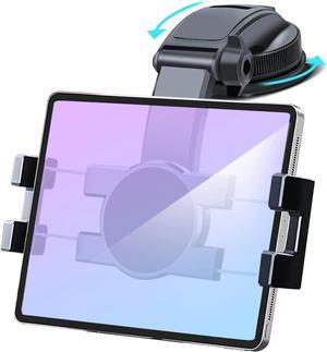 Car Dashboard Tablet Mount Holder 360 Rotatable Suction Cup with Large Clamp Dash Phone Stand for iPad Pro 12.9/9.7/11/10.5/Air/Mini 6 5 4 3 Samsung Galaxy Tab iPhone 14/13 4.7-12.9 Tab & Phone