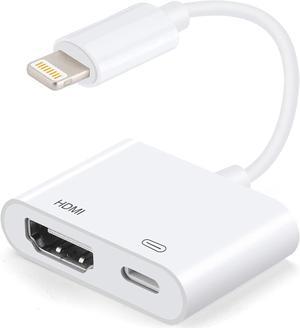 [Apple MFi Certified] Lightning to HDMI Adapters with Digital AV Adapter 1080P Video & Audio Sync Screen Converter Compatible with iPhone 14 Pro/13/12/X /8Plus / iPad/iPod to HDMI - White