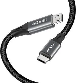 A 2 Pack 6ft USB-C OTG to Micro USB Cable, Braided Charger Data Sync Cord Charging Wire Adapter for Samsung Galaxy S7 S6, J7, J3, LG, PS4, Kindle, PS4 Xbox Controller, Android Phone, Dark Gray