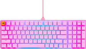 Glorious Gaming - Custom Keyboard - Hot-Swappable Mechanical Switch - Full Size Pink Wired Keyboard - Low Profile - Cherry Mx Style - Double Shot Key Cap & Linear Switch