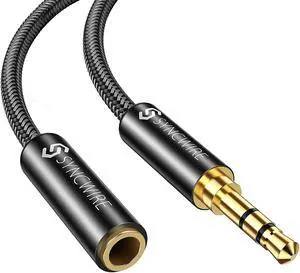Syncwire Headphone Extension Cable - 6FT [Hi-Fi Sound][Gold Plated Jack][TRS] Nylon-Braided 3.5mm Male to Female Audio Extension Cord Compatible with iPhone iPad Smartphone Tablets Media Players