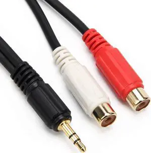 3.5mm Gold 1/8 Stereo Mini Jack Male to 2 Female RCA Adapter Audio (20cm)