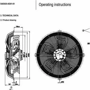 Original ebmpapst S4D630-AD01-01 Axial Fan AC400V 3Phase 4.95A 2630W 50/60Hz Cooling fan